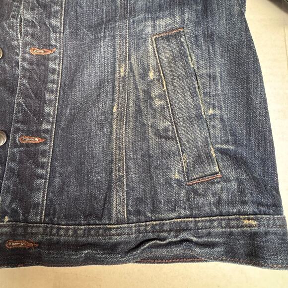 Joe's Jean Denim Contrast Sleeves Distressed Jacket Men S/M Cotton Black Blue - Picture 6 of 10